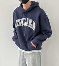 Load image into Gallery viewer, RT No. 5421 DARK BLUE CHICAGO LETTERED HOODIE
