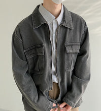 Load image into Gallery viewer, RT No. 5188 WASHED DARK GRAY ZIP-UP DENIM JK
