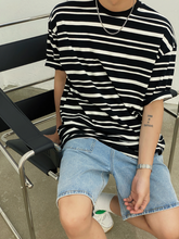Load image into Gallery viewer, RT No. 1724 BLACK STRIPE SHIRT
