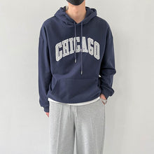 Load image into Gallery viewer, RT No. 5421 DARK BLUE CHICAGO LETTERED HOODIE
