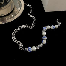 Load image into Gallery viewer, BLUE PEARL CHAIN NECKLACE
