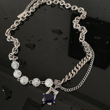 Load image into Gallery viewer, BLUE GEM PENDANT MULTI CHAIN NECKLACE
