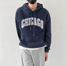 Load image into Gallery viewer, RT No. 5421 DARK BLUE CHICAGO LETTERED HOODIE
