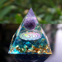 Load image into Gallery viewer, Om Amethyst &amp; Blue Quartz Pyramid
