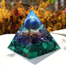 Load image into Gallery viewer, Lapis Lazuli Amethyst Malachite Pyramid
