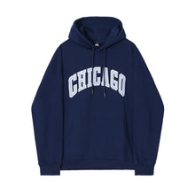 Load image into Gallery viewer, RT No. 5421 DARK BLUE CHICAGO LETTERED HOODIE
