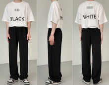 Load image into Gallery viewer, RT No. 5182 BLACK ELASTIC WAIST STRAIGHT PANTS
