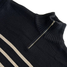 Load image into Gallery viewer, RT No. 5402 KNITTED BLACK STRIPED HALF-ZIP TURTLENECK SWEATER
