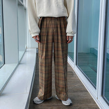 Load image into Gallery viewer, RT No. 4197 BROWN PLAID WIDE STRAIGHT PANTS
