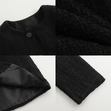 Load image into Gallery viewer, RT No. 5312 BLACK KNITTED TWEED COLLARLESS BUTTON-UP JK
