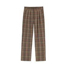 Load image into Gallery viewer, RT No. 4197 BROWN PLAID WIDE STRAIGHT PANTS
