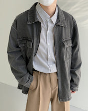 Load image into Gallery viewer, RT No. 5188 WASHED DARK GRAY ZIP-UP DENIM JK
