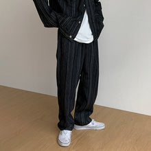 Load image into Gallery viewer, No. 4012 VERTICAL STRIPED BUTTON-UP JK &amp; WIDE PANTS (TOP &amp; BOTTOM)
