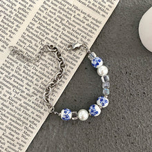 Load image into Gallery viewer, BLUE PEARL CHAIN BRACELET
