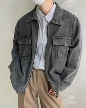 Load image into Gallery viewer, RT No. 5188 WASHED DARK GRAY ZIP-UP DENIM JK
