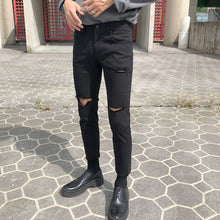 Load image into Gallery viewer, RT No. 4456 BLACK RIPPED SLIM DENIM JEANS
