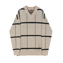 Load image into Gallery viewer, RT No. 1298 V-NECK PLAID SWEATER
