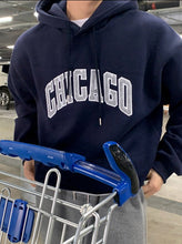 Load image into Gallery viewer, RT No. 5421 DARK BLUE CHICAGO LETTERED HOODIE
