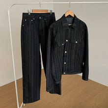 Load image into Gallery viewer, No. 4012 VERTICAL STRIPED BUTTON-UP JK &amp; WIDE PANTS (TOP &amp; BOTTOM)
