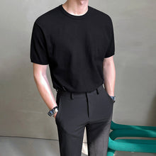 Load image into Gallery viewer, RT No. 4426 BLACK KNITTED ROUND NECK T-SHIRT
