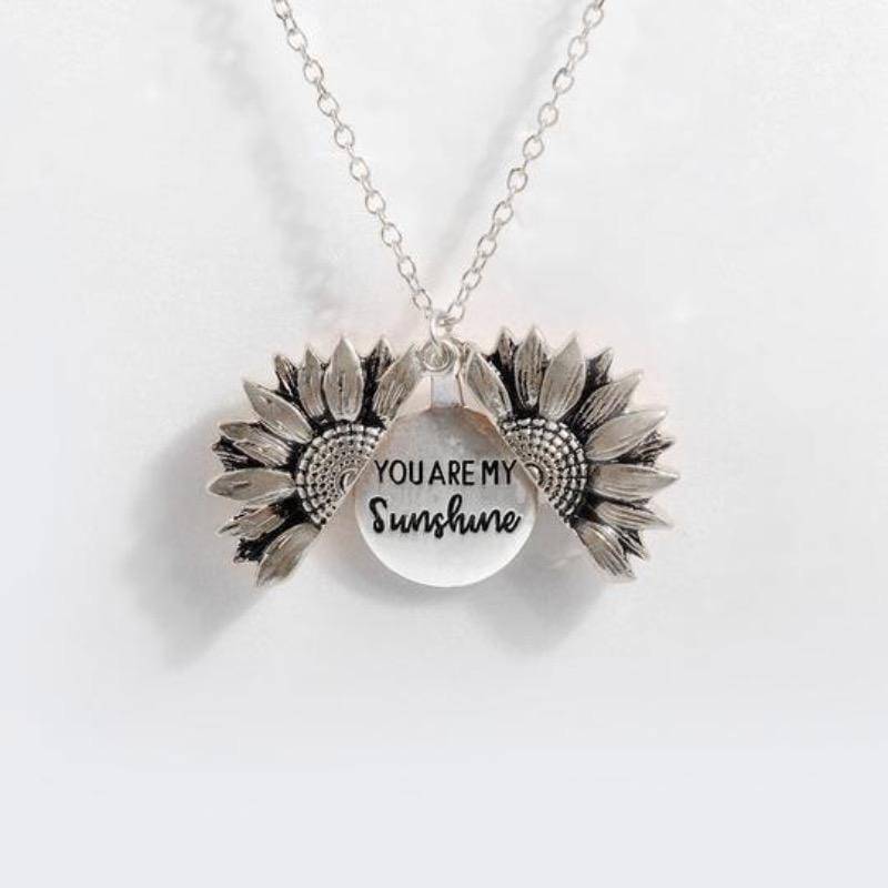 You Are My Sunshine Open Locket Sunflower Necklace Boho Jewelry Stainless  Steel Friendship Gifts Letter Necklace