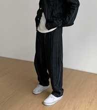 Load image into Gallery viewer, No. 4012 VERTICAL STRIPED BUTTON-UP JK &amp; WIDE PANTS (TOP &amp; BOTTOM)
