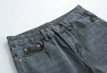 Load image into Gallery viewer, RT No. 4377 WASHED BLUE GRAY STRAIGHT WIDE JEANS
